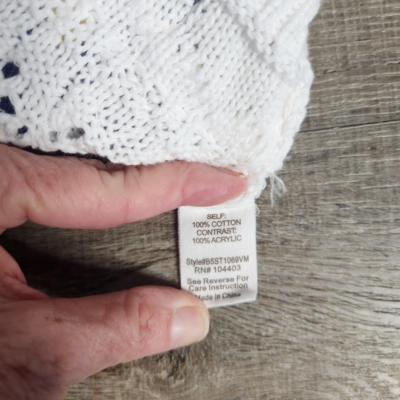 Blu Pepper Citton White Knit Top W Floral Motifs M JRs Boho Cottagecore Retro - Picture 6 of 6